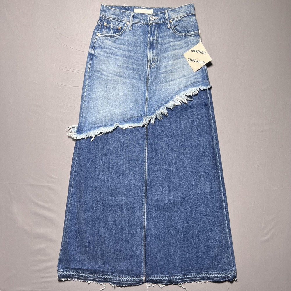 Mother The Dual Ditcher Maxi Skirt Double Whammy Womens 24 Blue‎ Two Tone